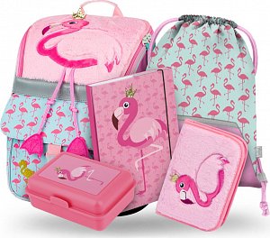 BAAGL 5 SET Zippy Plameňák: aktovka, penál, sáček, desky, box