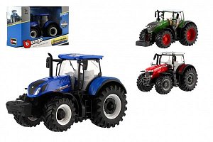 Traktor Bburago Fendt 1050 Vario/New Holland kov/Massey F.plast 13cm 2 druhy v krabičce 15x11x8cm