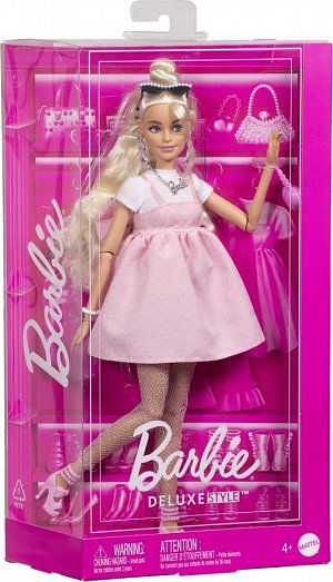 Barbie deluxe modelka - šaty s mašlí