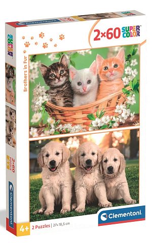 Puzzle Chlupatí sourozenci 2x60 dílků