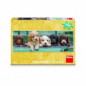 Puzzle Štěňátka na korbě auta 150 dílků panoramatické