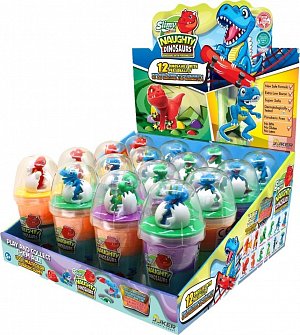 Sliz - hmota Slimy 155g s dinosaurem 14x7cm 4 barvy v kelímku 16ks v boxu