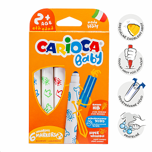 Carioca fixy Baby 2+, kulatý hrot, 6 ks, mix barev