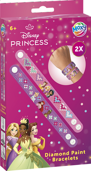 Diamantové malování Disney Princezny - výroba náramků 2 ks 