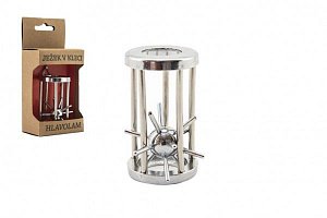 Hlavolam ježek v kleci kovový chromovaný v krabičce