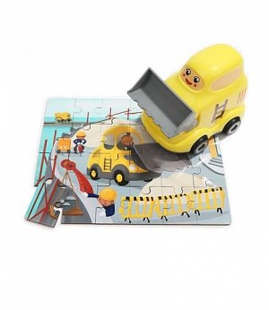 Puzzle Buldozer, dřevěné s hračkou