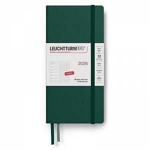 Weekly Planner & Notebook 2026 Wallet (B6+ x A6) Forest Green - tečkovaný