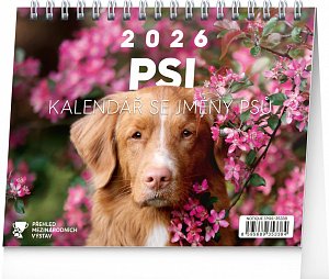 Kalendář 2026 stolní: Psi - se jmény psů, 16,5 x 13 cm