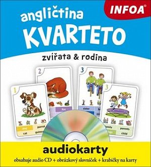 Angličtina KVARTETO - Audiokarty + CD (zvířata a rodina)