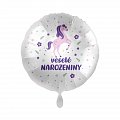 Balónek fóliový Veselé narozeniny Jednorožec