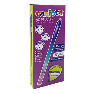 Carioca gumovatelné pero Oops Easy, krabička, 12 ks, modrá náplň