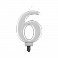 Svíčka dortová stříbrná číslo 6