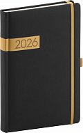 Diář 2026: Twill - černozlatý, denní, 15 x 21 cm
