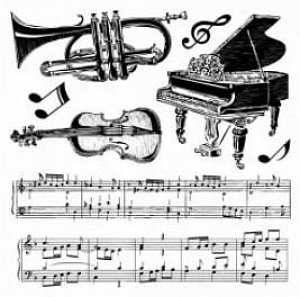 Gelová razítka na stěnu 30 x 30 cm - Klavír