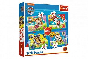 Puzzle Tlapková patrola: Běžící štěňata 4v1 (12,15,20,24 dílků)
