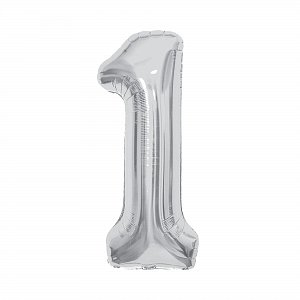 Balónek fóliový 85 cm stříbrný číslo 1