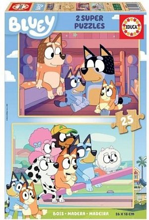 Dřevěné puzzle Bluey 2x25 dílků