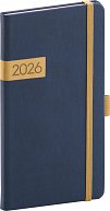 Diář 2026: Twill - modrozlatý, kapesní, 9 x 15,5 cm