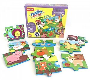 Zvukové puzzle Farma - 9 dílků / 9 dielikov