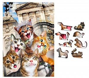 Wooden City Puzzle Koťata v Londýně 2v1, dřevěné, 75 dílků