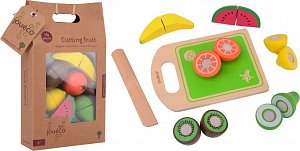 Dřevěné ovoce s prkénkem a nožem