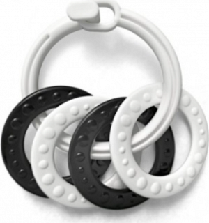 Kroužky se 4 tvary plast černobílé 2 druhy v sáčku 0m+