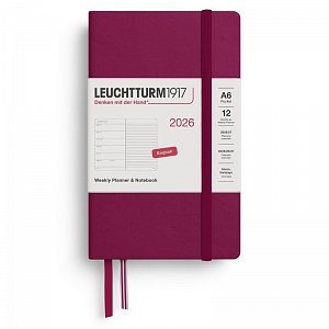 Weekly Planner & Notebook 2026 Pocket (A6) Port Red