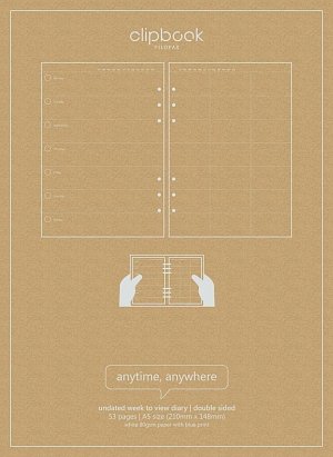 Filofax kalendář nedatovaný týden na 2 strany