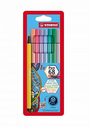 Fixa STABILO Pen 68 sada 8 ks v pouzdru "PASTEL"