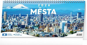 Kalendář 2026 stolní: Města - 14denní, 33 x 14,5 cm