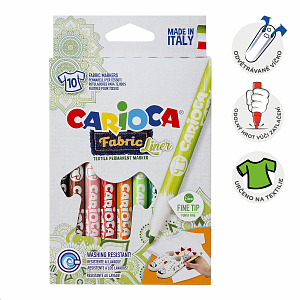 Carioca textilní fixy, tenký hrot, tenký hrot, 10 ks, mix barev