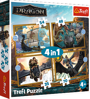 Puzzle 4v1 - Dračí dny  35,48,54 a 70 dílků