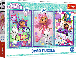 Puzzle Gábinin kouzelný domek Gábininy barevné dny 3x80 dílků