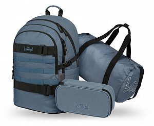BAAGL SET 3 Skate Dust Blue: batoh, penál, sportovní taška  GRS