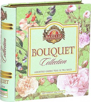 BASILUR Book Bouquet dárková sada 32 černých čajů s kousky ovoce v plechovce