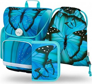 BAAGL Set 3 ks Ergo - Buterfly (aktovka, penál, sáček)