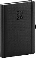 Diář 2026: Diamante - černý, denní, 15 x 21 cm