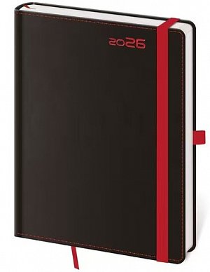 Diář 2026 týdenní A5 Black Red s poutkem