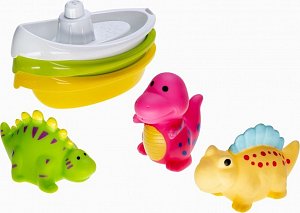 Lodičky 3ks + dinosaurus 3ks do vody stříkací plast mix druhů v sáčku 17x24cm 0m+