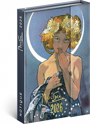 NOTIQUE Týdenní magnetický diář Alfons Mucha 2026, 11 x 16 cm