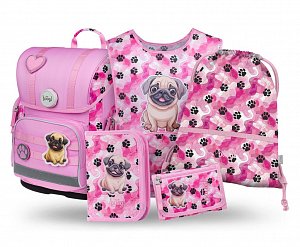 BAAGL SET 5 Ergo Tlapky: aktovka, penál, sáček, zástěra, peněženka