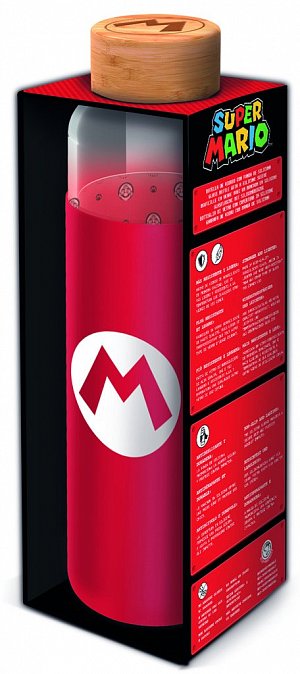 Skleněná láhev na pití s návlekem - Super Mario 585 ml