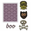 SIZZIX Thinlits vyřezávací kovové šablony - Haloween 4 ks + embosovaci kapsa