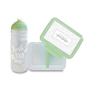 Zdravá lahev na pití a Zdravá sváča set - Fresh olivová