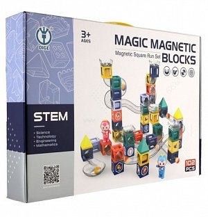 Kuličková dráha magnetická s figurkami plast 102ks v krabici 49x35x9cm