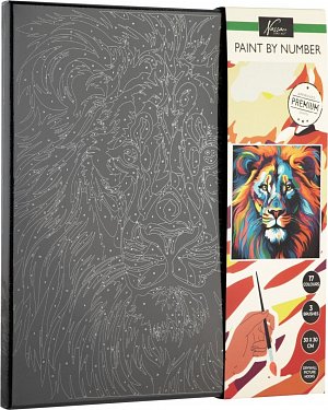 Malování podle čísel na černé plátno lev