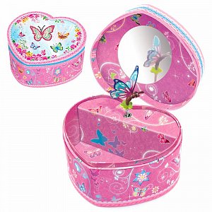 Šperkovnice s motýlkem ve tvaru srdce - růžová