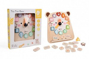 Hodiny medvěd výukové vkládačka dřevěné v krabici 26x29x5cm 24m+