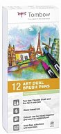 Tombow Oboustranný štětcový fix ABT - Pastels 12 ks