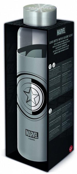Skleněná láhev na pití s návlekem - Marvel 585 ml